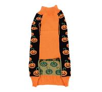 Halearo Cute Pumpkin Dog Sweater Halloween Turtleneck Knitwear for Small Medium Dogs with Knitted Acrylic Material Warm Fall Winter Outfit