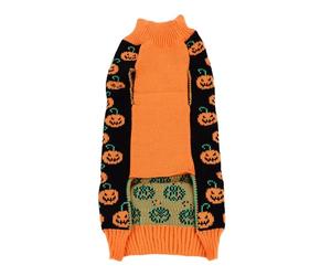 Halearo Cute Pumpkin Dog Sweater Halloween Turtleneck Knitwear for Small Medium Dogs with Knitted Acrylic Material Warm Fall Winter Outfit