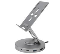 Halearo Docking Station Stand 360° Aluminum Multiport Hub Adapter for Tablets and Laptops, 100W Fast Charging, HD 4K Display