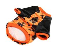Halearo Dog Halloween Shirt Cute Pumpkin and Bat Design Soft Plush Outfit for Small Pets Perfect for Trick or Treating (S)