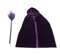 Halearo Hooded Cloak with Two Straps, Soft Comfortable Wizard Cape for Halloween Costume Party Cosplay