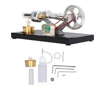 Halearo Hot Air Stirling Engine Motor Generator Model for Educational Science Projects and Physics Learning - Aluminum Alloy and Glass, 180x90x85mm