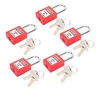Halearo Lockout Lock Heat Resistant Steel Padlock for Nuclear Energy Logistics 5 Sets 38mm Loto Nylon PA (Red)