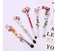 Halearo Makeup Brush Set for Professional Make-up Application, Unique Forest Garden Design, 5 Pieces Portable Kit for Friends, Family (Silver)