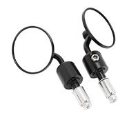 Halearo Motorcycle Handlebar End Mirrors Durable Round 7/8in Rear View Mirror Replacement for Tuono Mana Dorsoduro Shiver, Aluminum and Glass