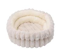 Halearo Plush Donut Cat Bed with High Density Supportive Filling and Non Slip Base for Small Dogs and Cats, Faux Rabbit Fur Round Pet Cushion