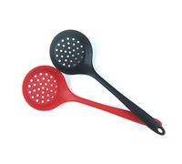 Halearo Silicone Slotted Skimmer Spatula Lightweight Durable Spoon for Straining Oil and Vegetables 12.60" Size (Red)