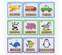 Halearo Spell Learning Toy Set for Preschool Age Kids, Educational Matching Letter Game with 100 Wooden Blocks and Flashcards, Perfect for Early Literacy Development (As shown in the figure)