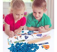 Halearo Wooden Alphabet Puzzle Letters Sorting Board Educational Toy for Preschool Kids Ages 3-6 - 78 Blocks and 50 Double-Sided Cards ([New] spelling single blue model)