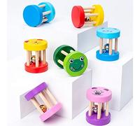 Halearo Wooden Rattle Rolling Toy for Babies Easy to Grasp Musical Developmental 12m+ Solid Wood with Smooth Finish 1 Unit (Assorted Color)