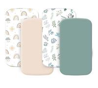 Haleeone 4 Pack Bassinet Sheets for Boys and Girls, Compatible with Maxi-COSI Iora/Swift Baby Bassinet (21” x 33""), Soft and Skin-Friendly, Sage Green and Color Rainbow