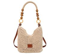 Halemet Bohemia Woven Straw Bag for Women Macrame Shoulder Tote Bags Crossbody Purses Summer Beach Top-Handle Bag for Travel Shopping, Brown-s, One Size