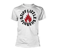 HALENS Stiff Little Fingers (SLF) - Flame Logo White T Shirt Merch (Punk)