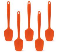 Haletia 5 Pcs Heat Resistant Silicone Spoon Spatula,Nonstick Seamless Rubber Spatula,Cake Cream Butter Spatula Mixing Batter Stirring Scraper Kitchen Baking Cooking Tools (Orange)