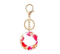Haletia Letter Keyring,A-Z Alphabet Pendant Keychain with Rose Petal Gold Foil,Women Purse Charms Car Key Ring Gift (O)