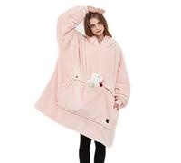 Haletia USB Electric Heated Hoodie Blanket Oversized Ultra Soft Warm Sherpa Lined Fleece Throw Hoodie Blanket Wearable for Women and Men (Pink)