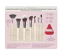 HALEYS Signature Makeup Tools Set, 9 Piece Professional Brush Collection with Travel Bag, Dual Sided Puff, No Shedding Bristles, Precise Blending