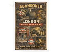 Half a Donkey Abandoned London Underground Stations Cotton Tea Towel - Vintage Tube Poster Design