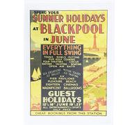 Half a Donkey Blackpool - everything in full swing - Retro Style Travel Poster Large Cotton Tea Towel