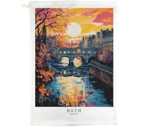 Half a Donkey City of Bath Cotton Tea Towel, White, 47 x 65 cm, Vintage Travel Poster Style, Rectangular
