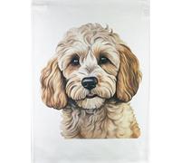 Half a Donkey Cockapoo head large cotton tea towel