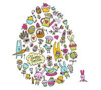 Half a Donkey Colourful Happy Easter Egg Design Large Cotton Tea Towel