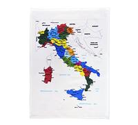 Half a Donkey Colourful Map of Italy showing the regions and major cities- Large Cotton Tea Towel