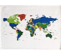 Half a Donkey Colourful Map of The World- Large Cotton Tea Towel