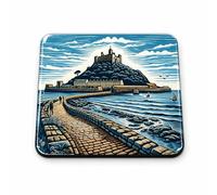 Half a Donkey Cornish themed St Michaels Mount cork back coaster