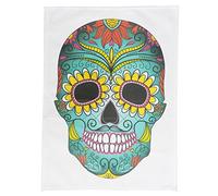 Half a Donkey Day of the Dead Large Coloured Skull Cotton Tea Towel