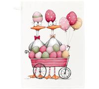 Half a Donkey Easter Ducks Tea Towel, 100% Cotton, White, 65 x 47 cm, Whimsical Illustrated Design, Rectangular Kitchen Cloth