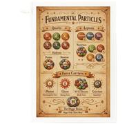 Half a Donkey Fundamental Particles Tea Towel - Physics Science Chart Cotton Kitchen Towel