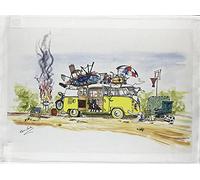 Half a Donkey Hand Drawn Camper Van Capers Large Cotton Tea Towel