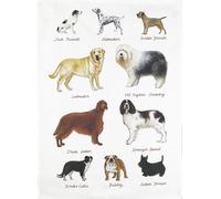 Half a Donkey Hand Drawn Classic Dog Breeds Large Cotton Tea Towel