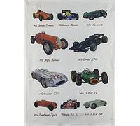 Half a Donkey Hand drawn Racing Cars Large Cotton Tea Towel
