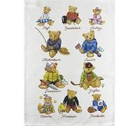 Half a Donkey Hand Drawn Teddy Bears Collection Large Cotton Tea Towel