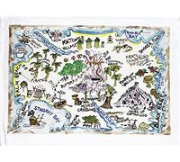 Half a Donkey Hand Drawn Treasure Island Map Large Cotton Tea Towel