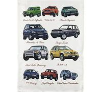 Half a Donkey Handrawn Classic 4 x 4 Cars Large Cotton Tea Towel