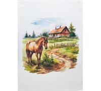 Half a Donkey Horse on the Farm large cotton tea towel