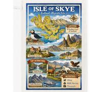 Half a Donkey Isle of Skye Map Cotton Tea Towel - Scotland’s Majestic Isle Design
