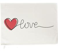 Half a Donkey Large Cotton Tea Towel with Love Heart Design, White, 65 x 47 cm, Made in UK