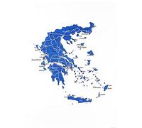 Half a Donkey Map of Greece and the Greek Islands - Large Cotton Tea Towel