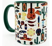 Half a Donkey Mexican Mug with Glazed Green Handle and Inner, Ceramic, 310ml (11oz)