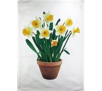 Half a Donkey Pot of Spring Daffodils large cotton tea towel