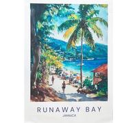 Half a Donkey Runaway Bay Jamaica - large colourful cotton tea towel