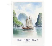 Half a Donkey Sailing Boat Halong Bay, Vietnam Large Cotton Tea Towel
