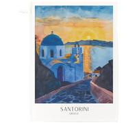 Half a Donkey Santorini Sunset Tea Towel - 100% Cotton Greek Island Kitchen Cloth