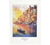Half a Donkey Scene from the Ganges large cotton tea towel