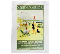 Half a Donkey South Shields- for happy seaside outings - Retro Style Travel Poster Large Cotton Tea Towel