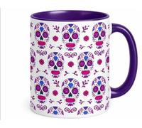 Half a Donkey Sugar Skull Purple Handle and Inner Mug -Day of the Dead Gift